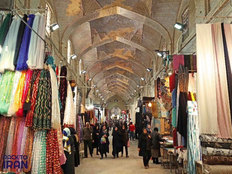 Colorful textiles at Vakil Bazaar of Shiraz